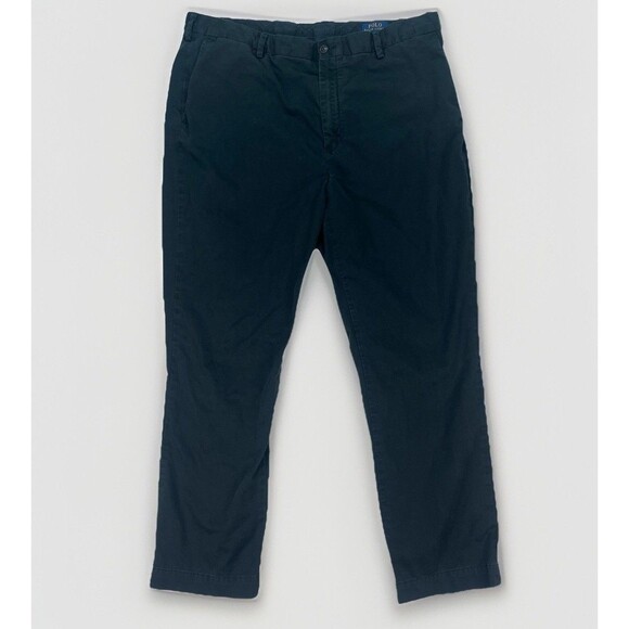 Polo Ralph Lauren Mens Stretch Classic‎ Fit Flat Chino Black Pants sz 40x32 - Picture 1 of 8